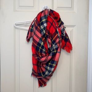 aerie red plaid blanket scarf